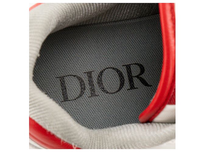 DIOR - Sneakers B27 Dior in pelle liscia bianca e rossa (T40) - vista 7