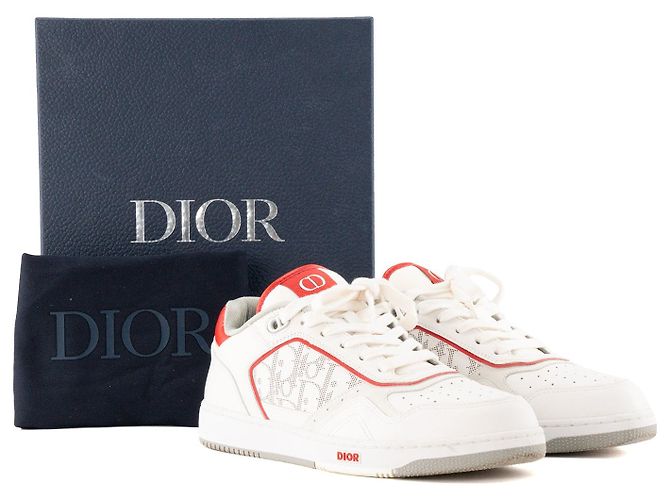 DIOR - Sneakers B27 Dior in pelle liscia bianca e rossa (T40) - vista 8