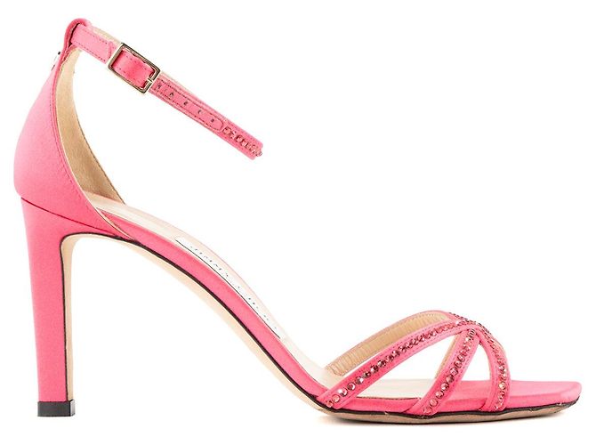 JIMMY CHOO - Décolleté Jimmy Choo in raso rosa e strass (T36,5) - vista 2