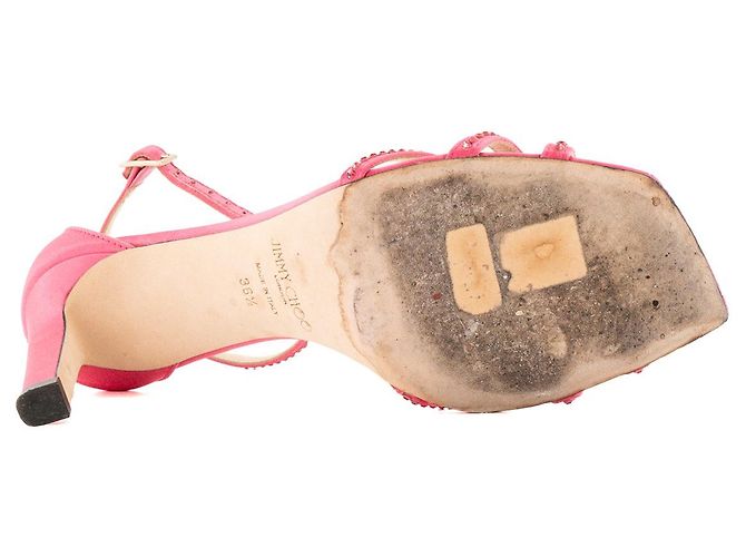 JIMMY CHOO - Décolleté Jimmy Choo in raso rosa e strass (T36,5) - vista 3