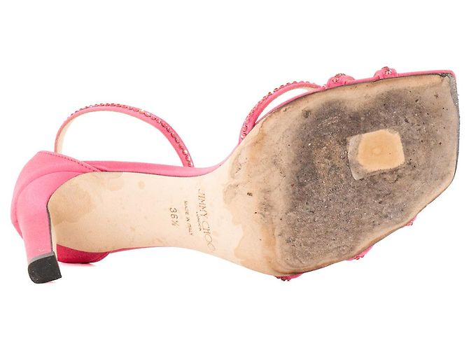 JIMMY CHOO - Décolleté Jimmy Choo in raso rosa e strass (T36,5) - vista 4