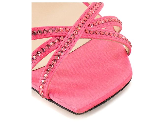 JIMMY CHOO - Décolleté Jimmy Choo in raso rosa e strass (T36,5) - vista 5