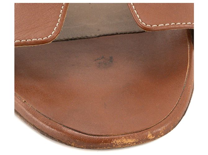 HERMÈS - Sandali Oasis Hermès in pelle liscia marrone (T39) - vista 5