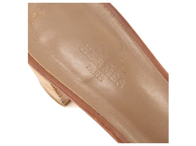 HERMÈS - Sandali Oasis Hermès in pelle liscia marrone (T39) - vista 6