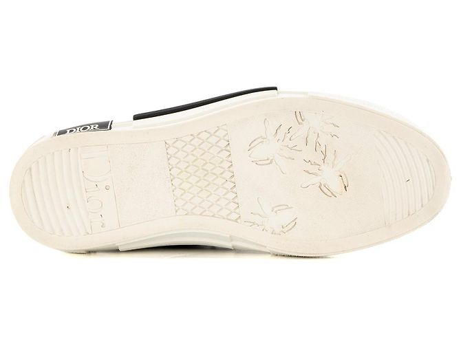 DIOR - Sneakers B23 High Dior in tela con motivo oblique e gomma nera e bianca (T38) - vista 3