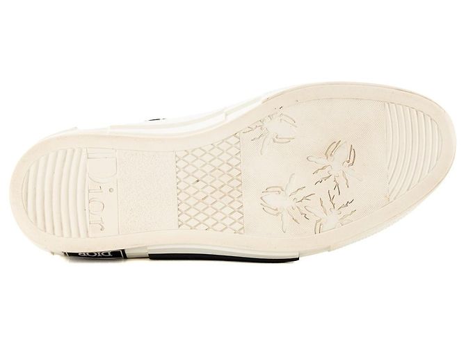 DIOR - Sneakers B23 High Dior in tela con motivo oblique e gomma nera e bianca (T38) - vista 4