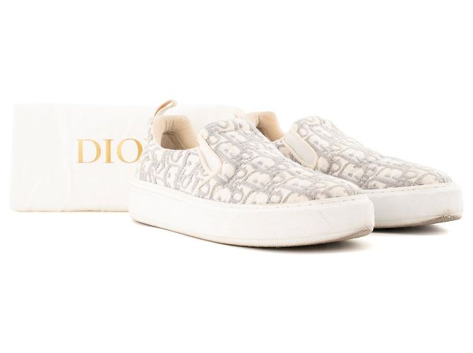 DIOR - Sneakers Slip-On Dior in tela grigia e bianca (T38) - vista 7
