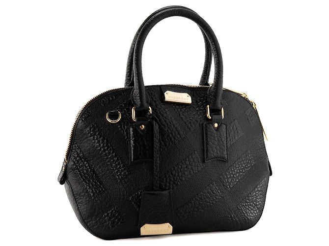 BURBERRY - Borsa Bowling Burberry in pelle martellata e goffrata nera - vista 2