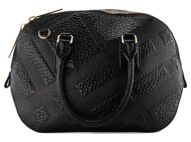 BURBERRY - Borsa Bowling Burberry in pelle martellata e goffrata nera - vista 3