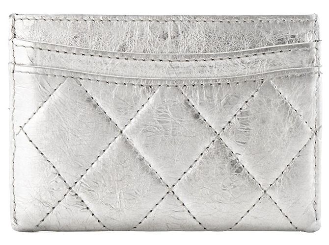 CHANEL - Tarjetero 2.55 en piel plisada plateada - vista 3