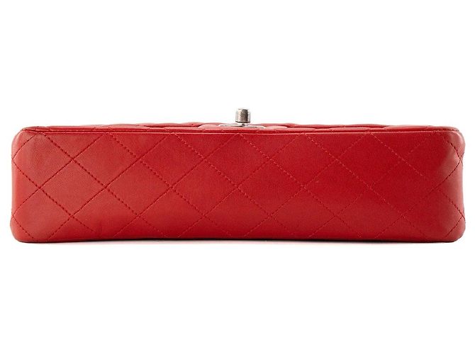 CHANEL - Classic/Timeless 11.12 Chanel Schultertasche aus rotem glattem Leder - Ansicht 4