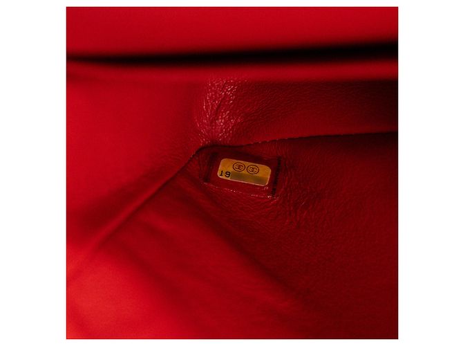 CHANEL - Classic/Timeless 11.12 Chanel Schultertasche aus rotem glattem Leder - Ansicht 8