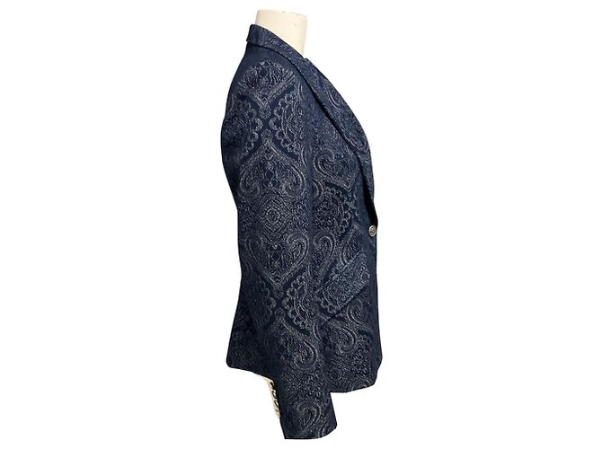 Etro Dark Blue Denim Jacquard Jacket - view 2