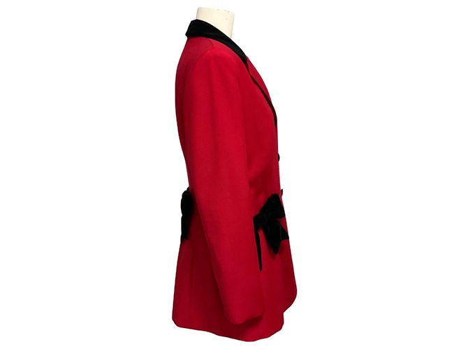 Moschino Cheap and Chic Wollblazer rot / schwarz mit Samtschleife - Ansicht 2