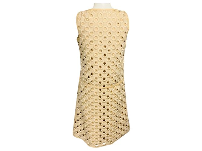 Abito senza maniche Marc Jacobs Vintage Beige con ricami e design a cerchi traforati - vista 3