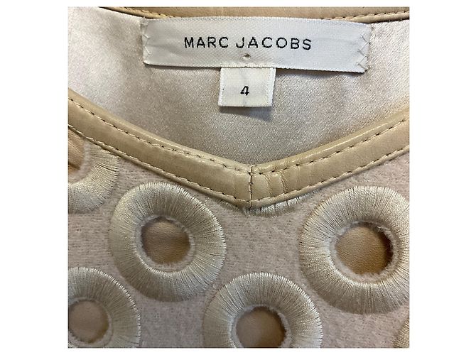 Abito senza maniche Marc Jacobs Vintage Beige con ricami e design a cerchi traforati - vista 4