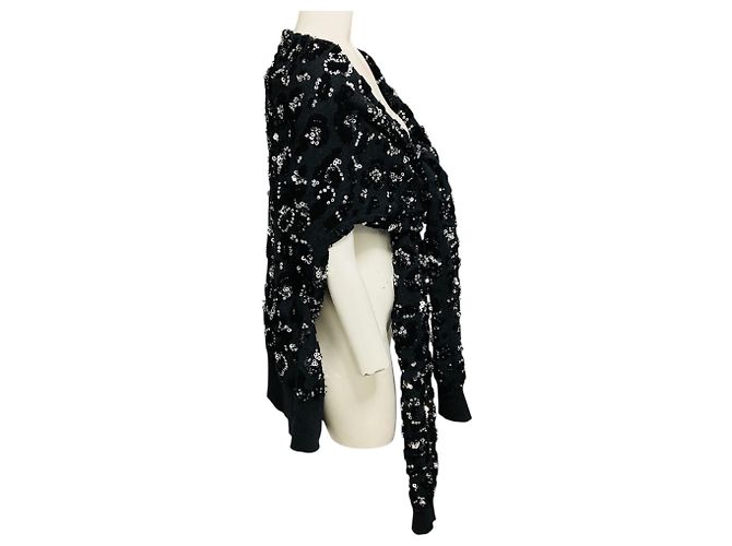 Sciarpa in cashmere Michael Kors Collection grigio antracite con leopardo ricamato e paillettes - vista 2