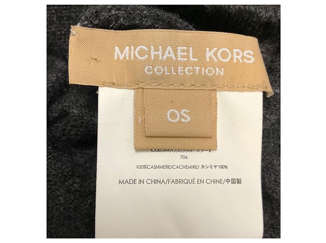 Sciarpa in cashmere Michael Kors Collection grigio antracite con leopardo ricamato e paillettes - vista 4
