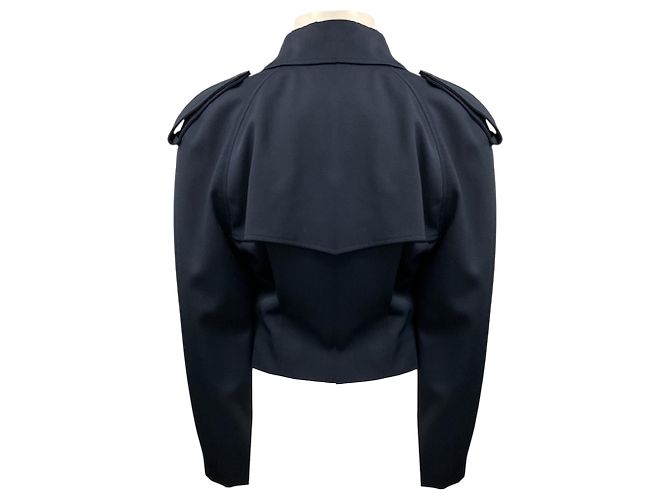 Alexander Mcqueen Chaqueta Trench Corta Cruzada Azul Marino McQueen - vista 3