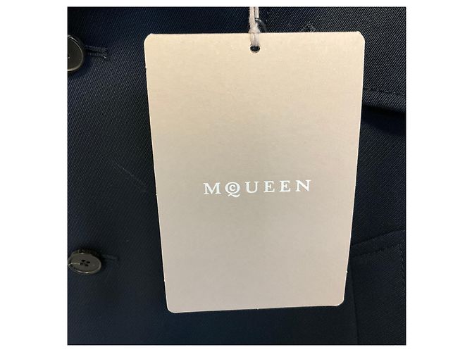 Alexander Mcqueen Chaqueta Trench Corta Cruzada Azul Marino McQueen - vista 5
