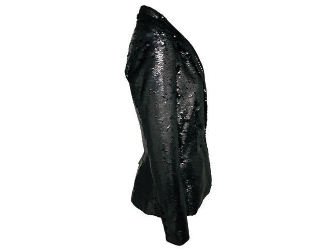 L'Agence Matte Black Kenzie Double Breasted Sequin Blazer - Ansicht 2