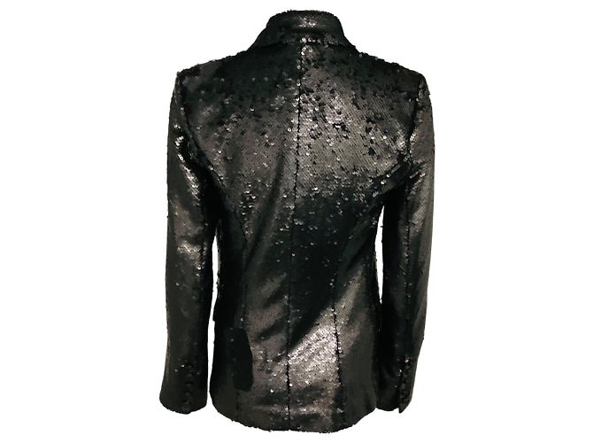 L'Agence Matte Black Kenzie Double Breasted Sequin Blazer - Ansicht 3