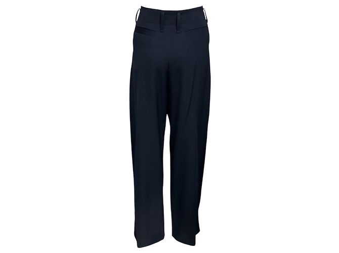 Alexander Mcqueen Calças de Lã Tailored de Perna Larga McQueen Navy - vista 3