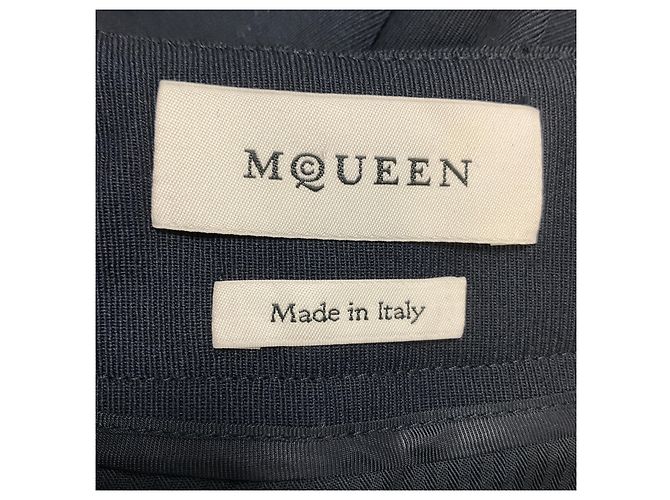 Alexander Mcqueen Calças de Lã Tailored de Perna Larga McQueen Navy - vista 4