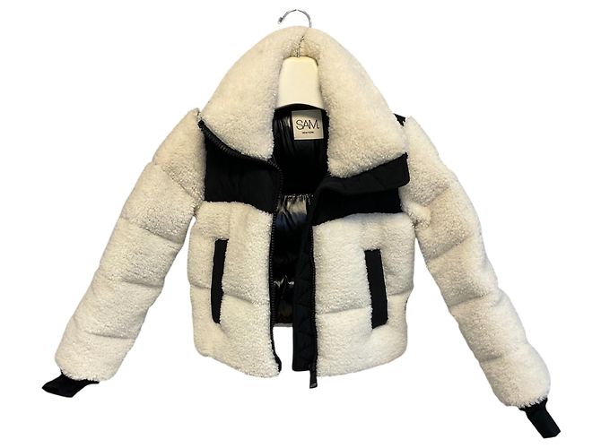 Autre Marque SAM. White / Black Tula Sherpa Down Puffer Jacket - view 4