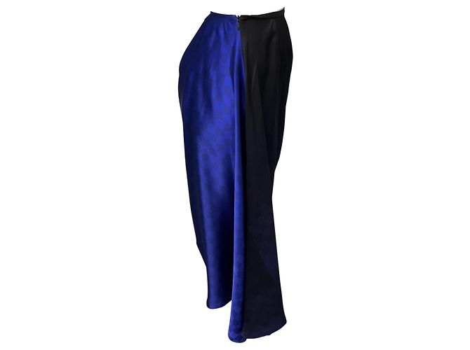 Saia midi assimétrica de seda com estampado xadrez efeito ombré roxo Dries Van Noten - vista 2