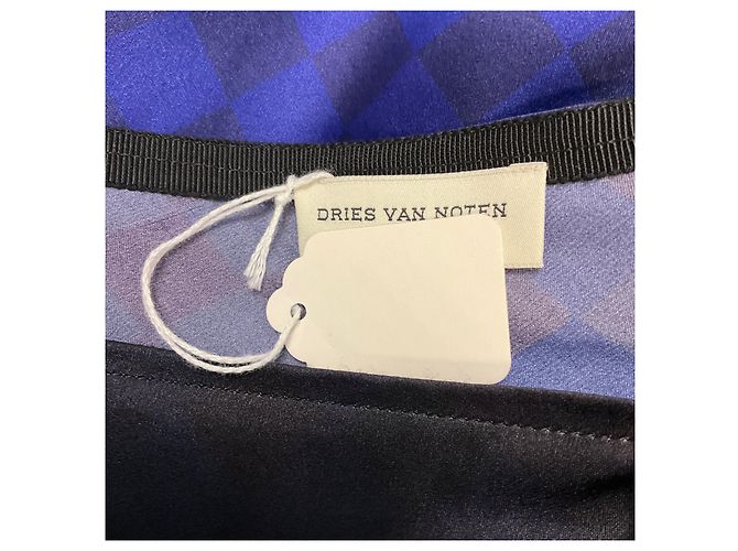Saia midi assimétrica de seda com estampado xadrez efeito ombré roxo Dries Van Noten - vista 4