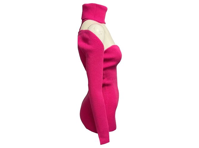 Autre Marque Camisola de cashmere canelada conversível Amandine Fuchsia Arch4 - vista 2