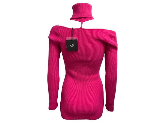 Autre Marque Camisola de cashmere canelada conversível Amandine Fuchsia Arch4 - vista 3