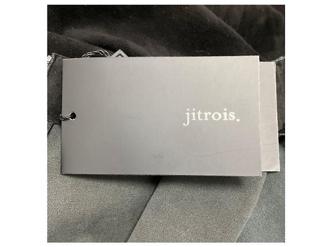Jitrois Black Noir Kleid aus elastischem Lammleder-Wildleder mit Dreiviertelärmeln - Ansicht 5