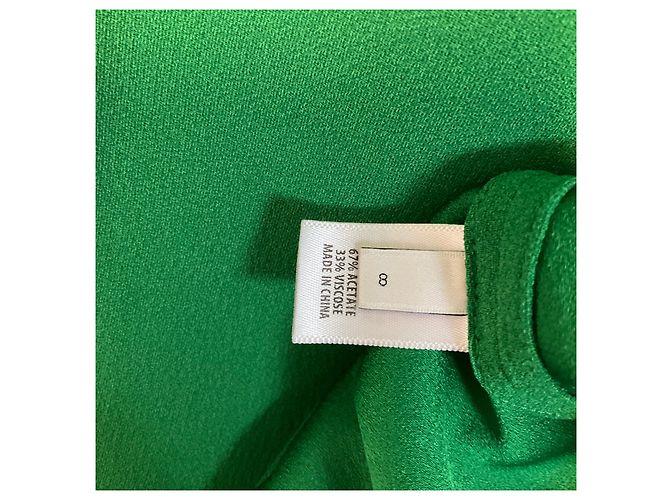 Autre Marque St. John langärmeliges Kleid aus Krepp in Smaragdgrün mit Satinmanschetten - Ansicht 6