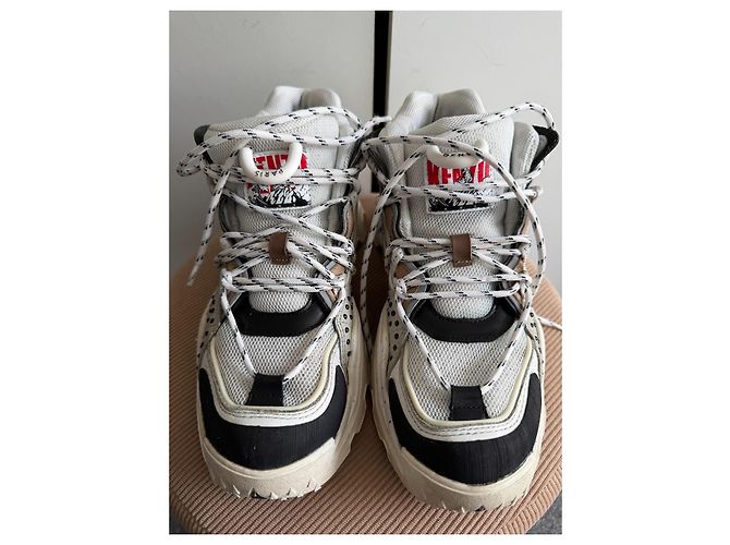 Kenzo Inka Sneakers Unisex in Pelle Bianca e Camoscio - vista 4