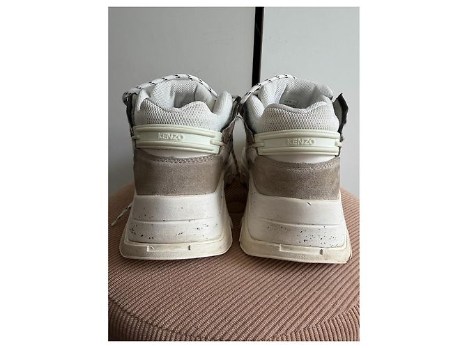 Kenzo Inka Sneakers Unisex in Pelle Bianca e Camoscio - vista 5