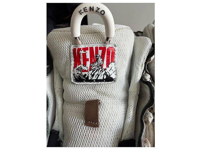 Kenzo Inka Sneakers Unisex in Pelle Bianca e Camoscio - vista 6