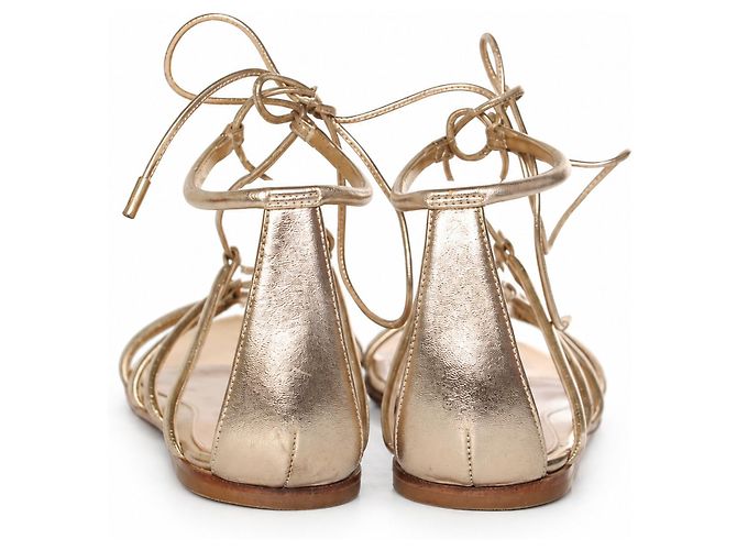 Gianvito Rossi, sandali gladiatore in pelle dorata - vista 3