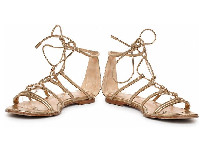 Gianvito Rossi, sandali gladiatore in pelle dorata - vista 6