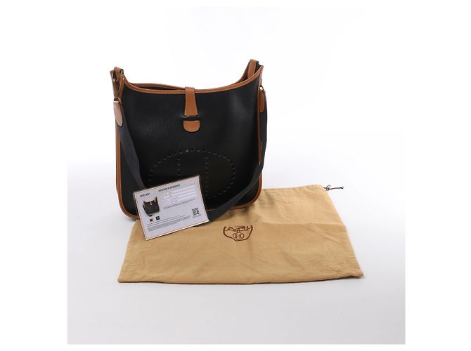 Borsa a tracolla Hermès Evelyn I 33 GM in pelle Ardennes Nero x Marrone S:1989 - vista 11