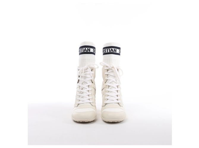 Christian Dior D-ZENITH Stiefeletten aus Leder x Stoff in Ivory, Größe EU 37 - Ansicht 3