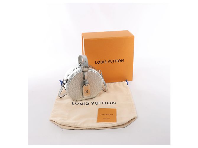 Borsa a tracolla Louis Vuitton Petite Boite Chapeau in pelle Epi Silver M53074 - vista 13