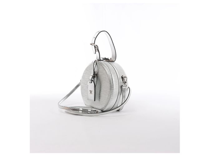 Borsa a tracolla Louis Vuitton Petite Boite Chapeau in pelle Epi Silver M53074 - vista 2