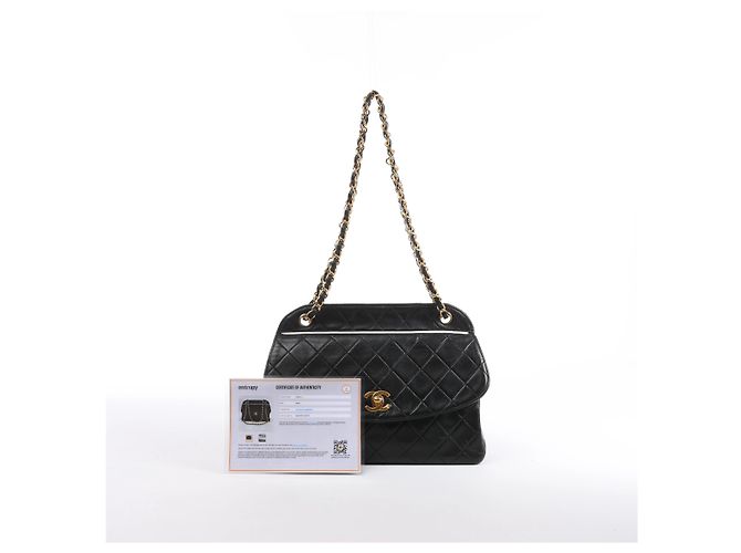 Borsa a tracolla Chanel Limited Edition Paris Double Flap in pelle matelassé con catena, Nero - vista 13
