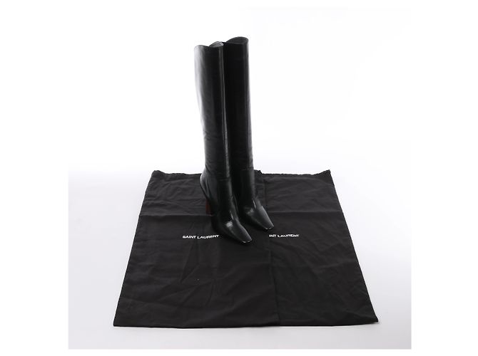 Autre Marque Saint Laurent Paris Tom Knee Lederstiefel in Schwarz 731546, Größe EU 36 - Ansicht 12