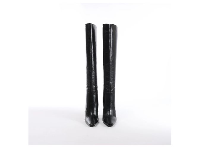Autre Marque Saint Laurent Paris Tom Knee Lederstiefel in Schwarz 731546, Größe EU 36 - Ansicht 3