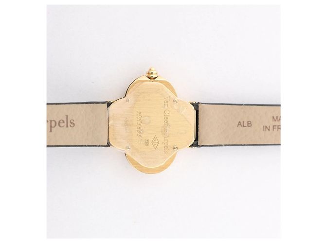 Van Cleef & Arpels Alhambra WTYB02B3 136574 YG & Leather QZ Watch with Shell-Face HH5655 - vista 12