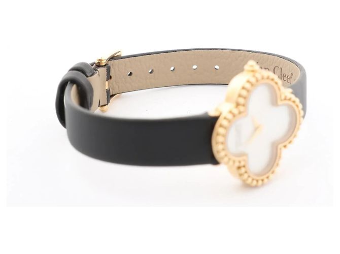 Van Cleef & Arpels Alhambra WTYB02B3 136574 YG & Leather QZ Watch with Shell-Face HH5655 - vista 6