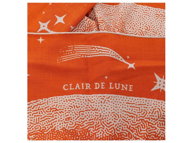 Hermès Carré 140 "CLAIR DE LUNE" Kaschmir x Seidentuch in Orange - Ansicht 6